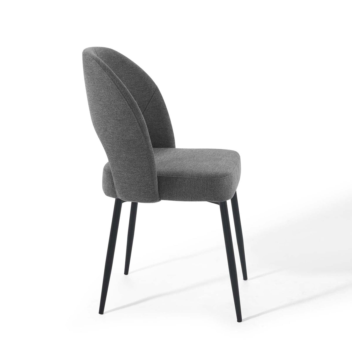 Black Charcoal Upholstered Fabric Dining Side Chair Set of 2 L89932