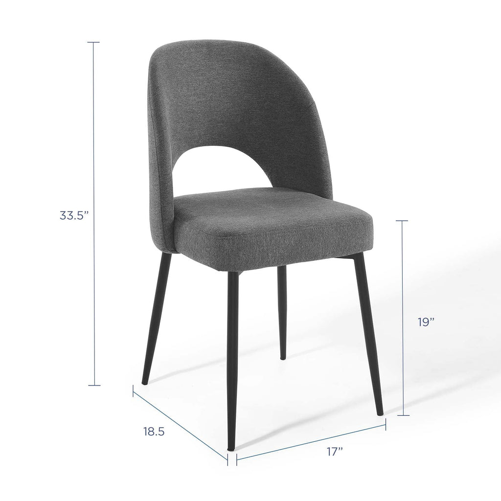 Black Charcoal Upholstered Fabric Dining Side Chair Set of 2 L89932