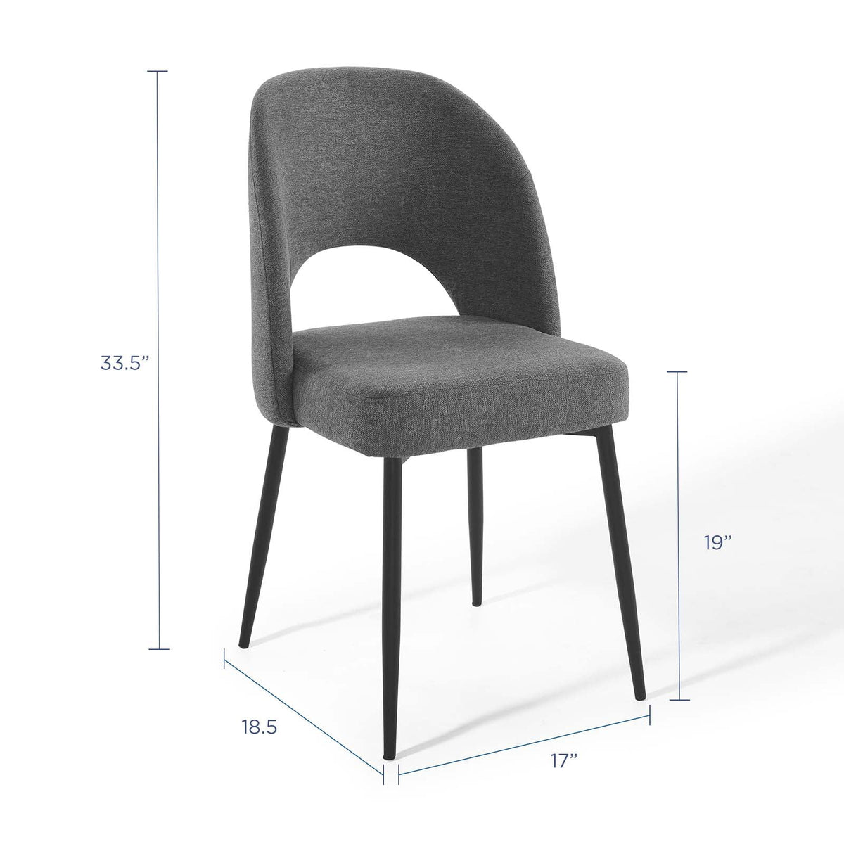 Black Charcoal Upholstered Fabric Dining Side Chair Set of 2 L89932