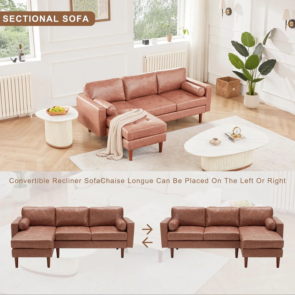 Brown L Shaped Sectional Sofa with Reversible Chaise B635