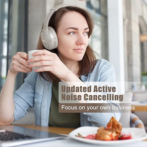 Hybrid Active Noise Cancelling Wireless Over Ear Bluetooth Headphones with Microphone N544054