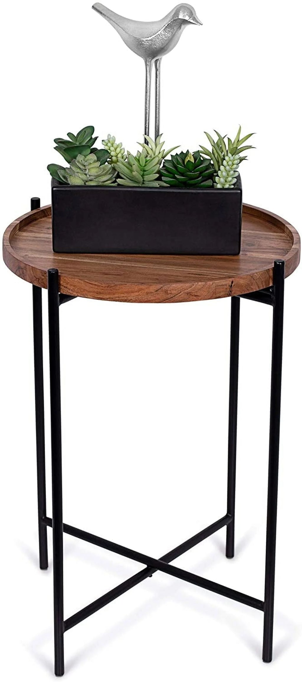 Folding Side Table with Removable Wood Tray D604128