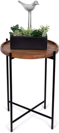 Folding Side Table with Removable Wood Tray D604128