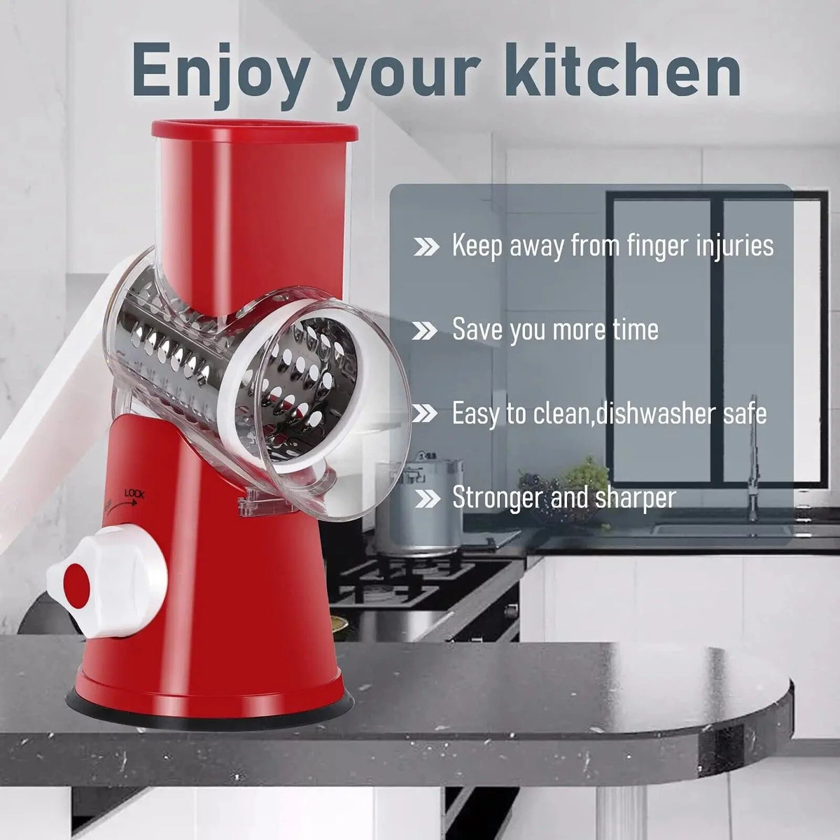 Manual Vegetable Slicer and Grater with 3 Interchangeable Blades C893750