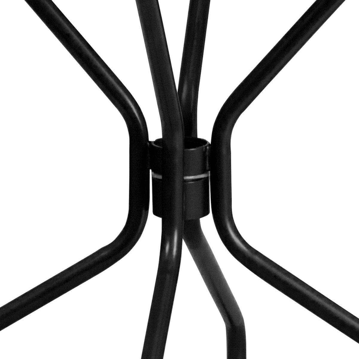 Round Black Indoor-Outdoor Steel Patio Table with Umbrella Hole I8175