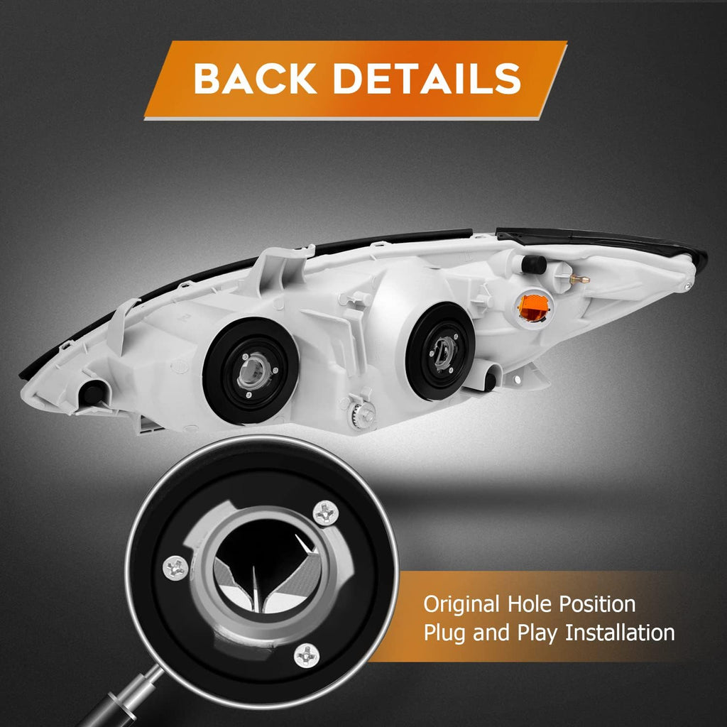 Chrome Housing Amber Reflector Clear Lens Headlight Assembly N81629