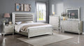 6pc Queen Size Upholstery LED Bed Dresser Mirror Nightstand Chest Wooden Bedroom Furniture Set E7814