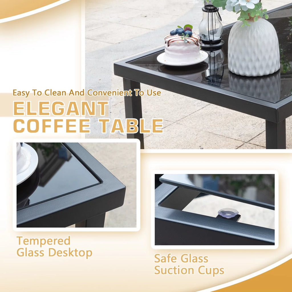 4 Pieces Textilene Patio Furniture Set with Loveseat Tea Table P1974