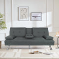 Dark Gray Linen Convertible Futon Sofa O96662