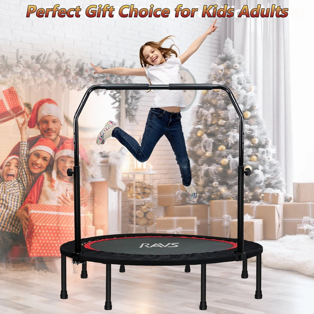 48'' Black Foldable Mini Fitness Trampoline with Handle O78415