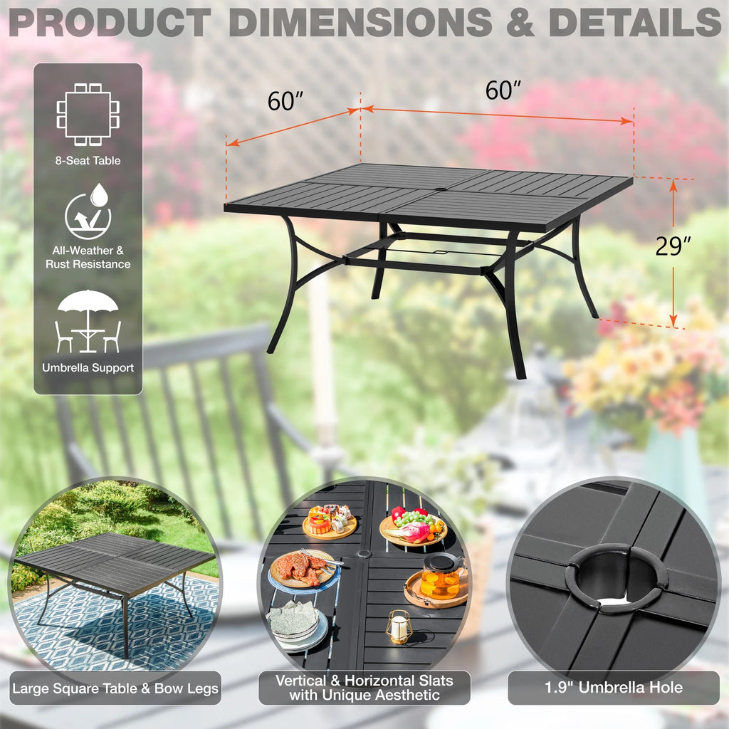 9-Piece Outdoor Dining Set with 8-Seat Table & Swivel Cushioned Chairs K89319