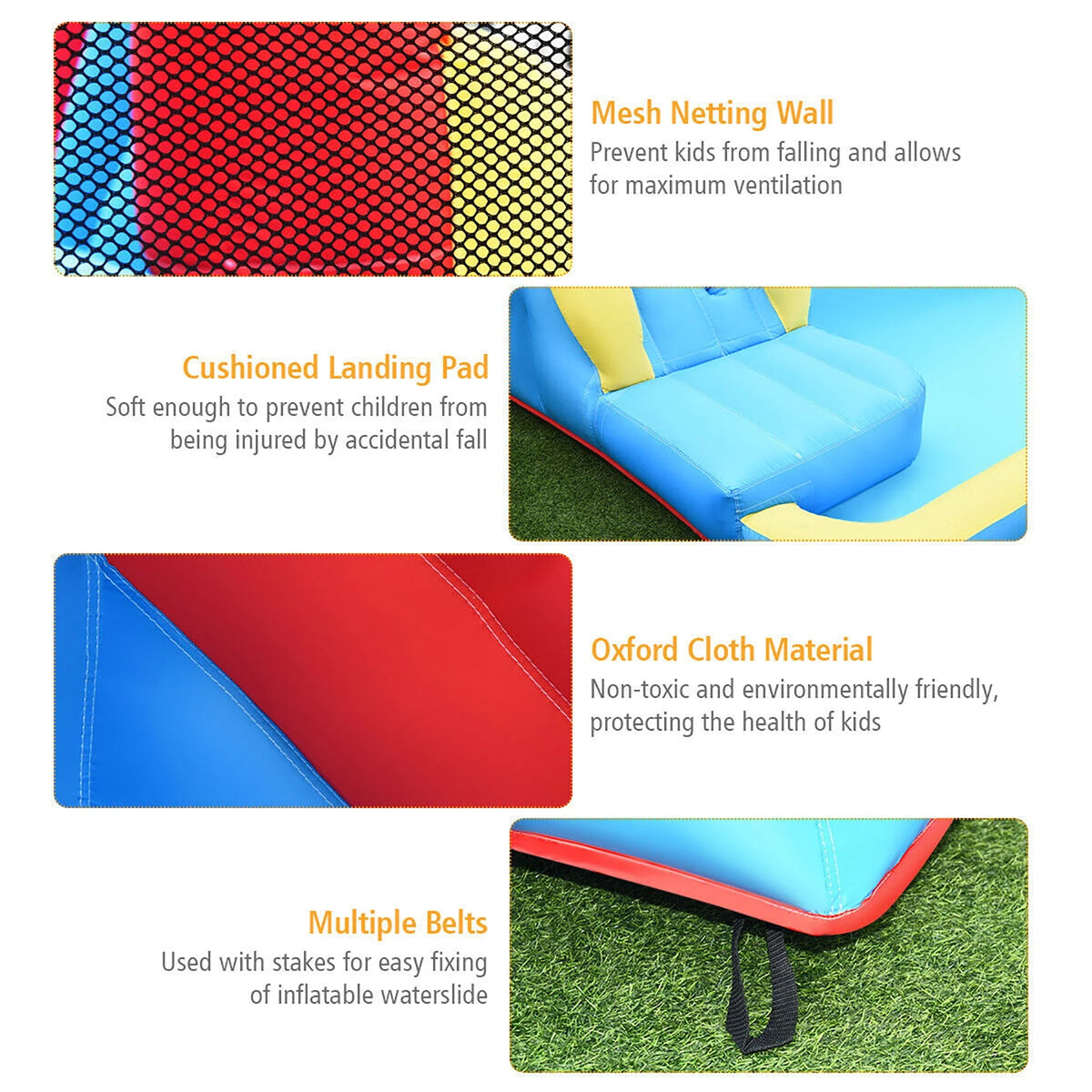 Inflatable Water Slide Bounce House Splash Pool with Blower N8546