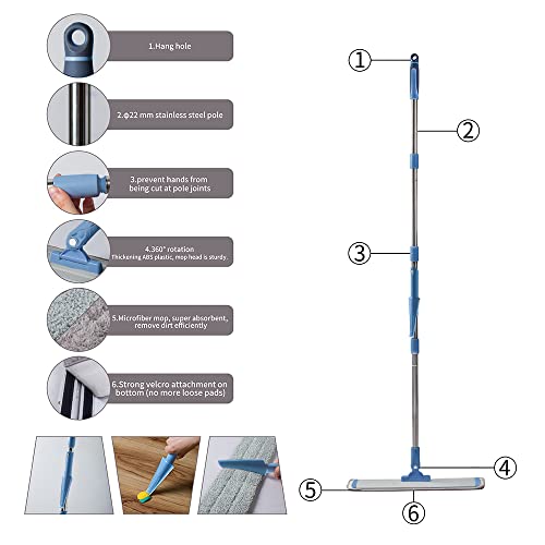 Commercial Flat Microfiber Floor Mop with 4 Washable Pads E92623