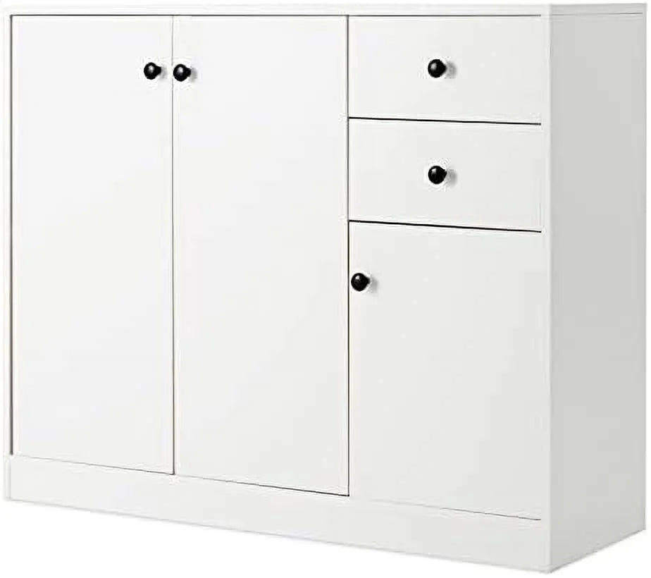 Buffet Cabinet with 2 Drawers 3-Door Adjustable Shelves White M24770