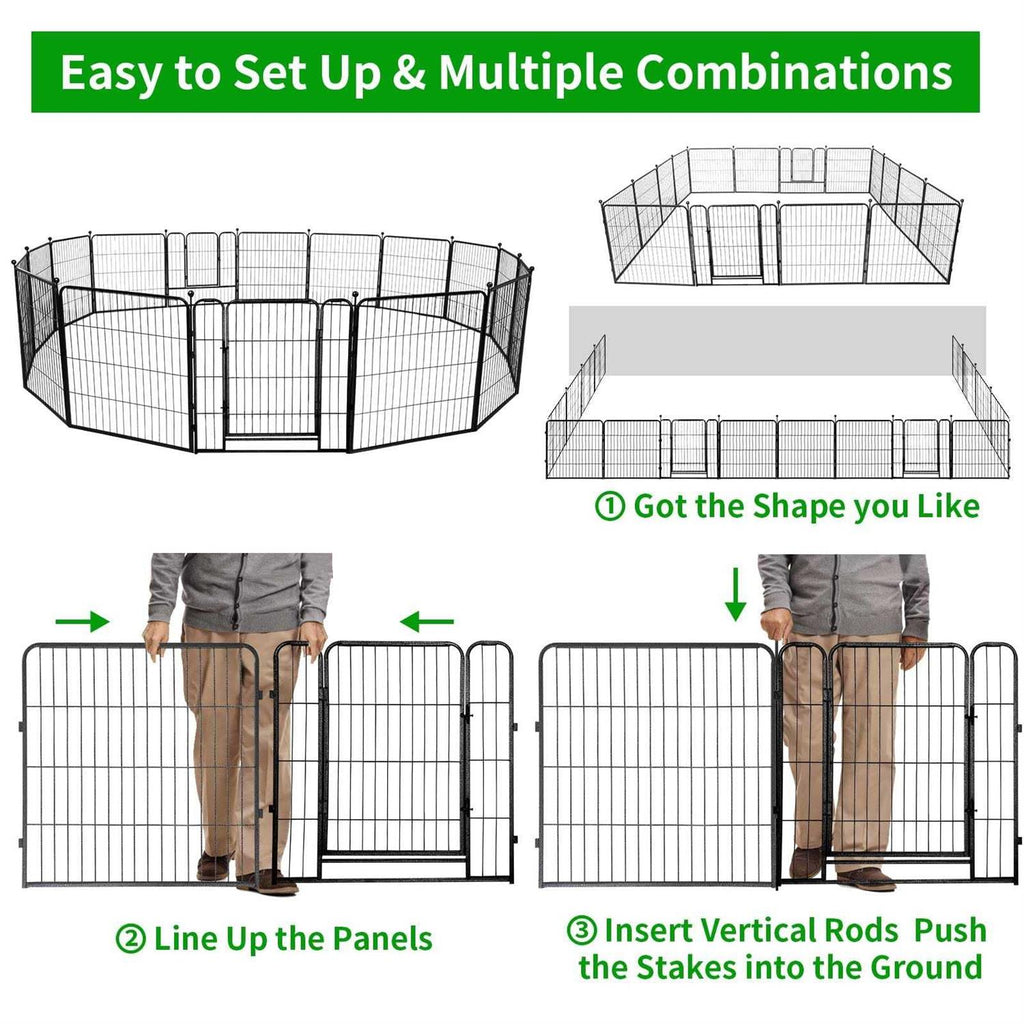 Heavy Duty Anti-Rust Dog Playpen with Doors X6421