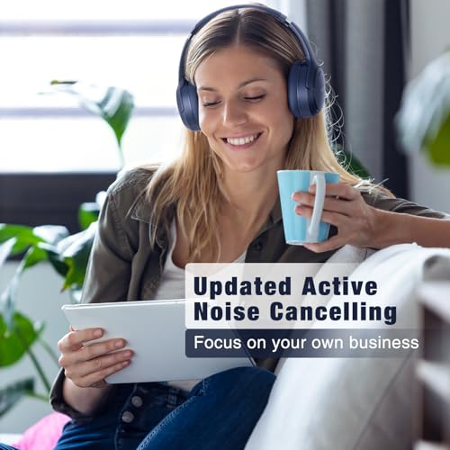 Hybrid Active Noise Cancelling Wireless Over Ear Bluetooth Headphones with Microphone N544054