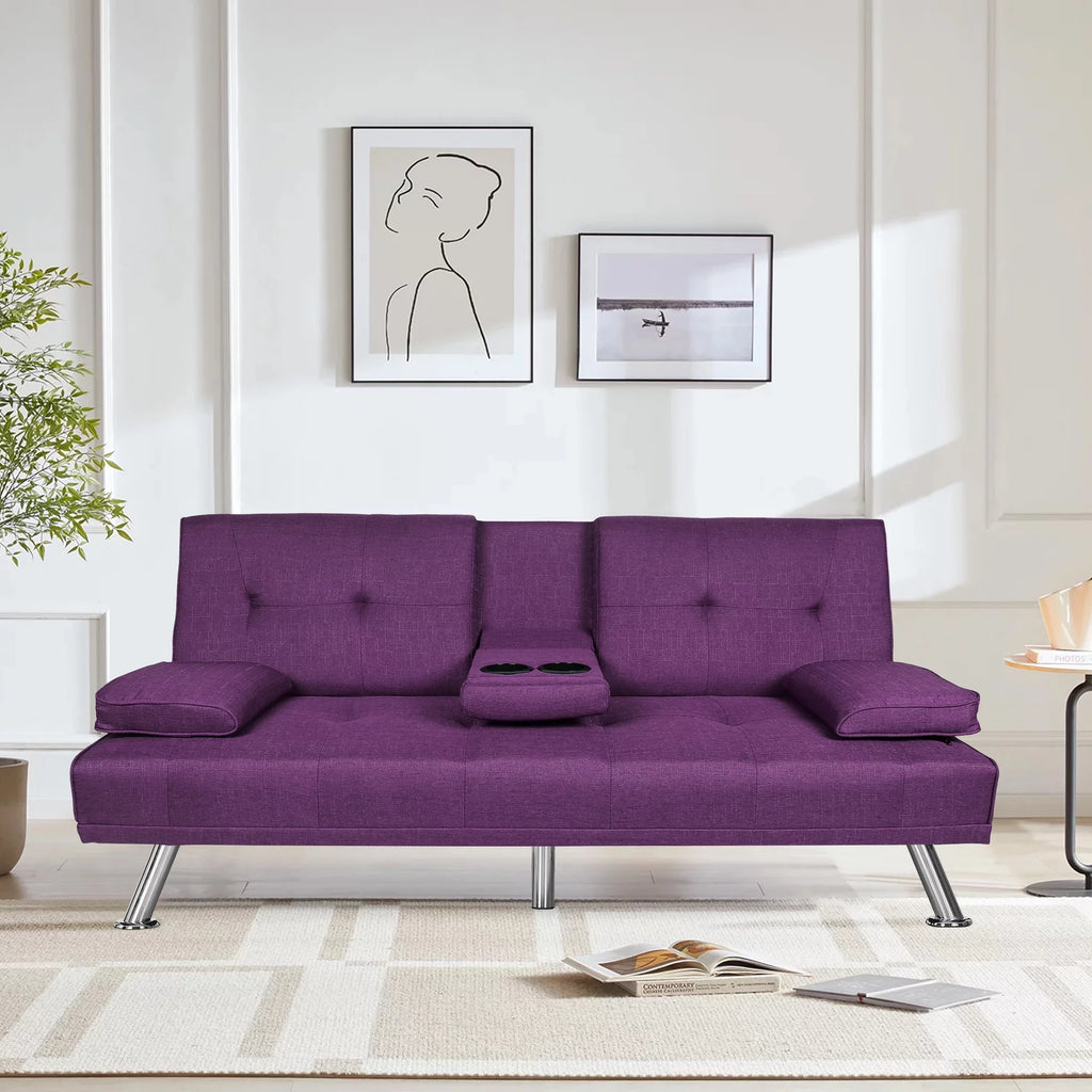 Dark Gray Linen Convertible Futon Sofa O96662