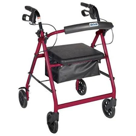Red 6 Wheels Rollator with Padded Seat Y4894