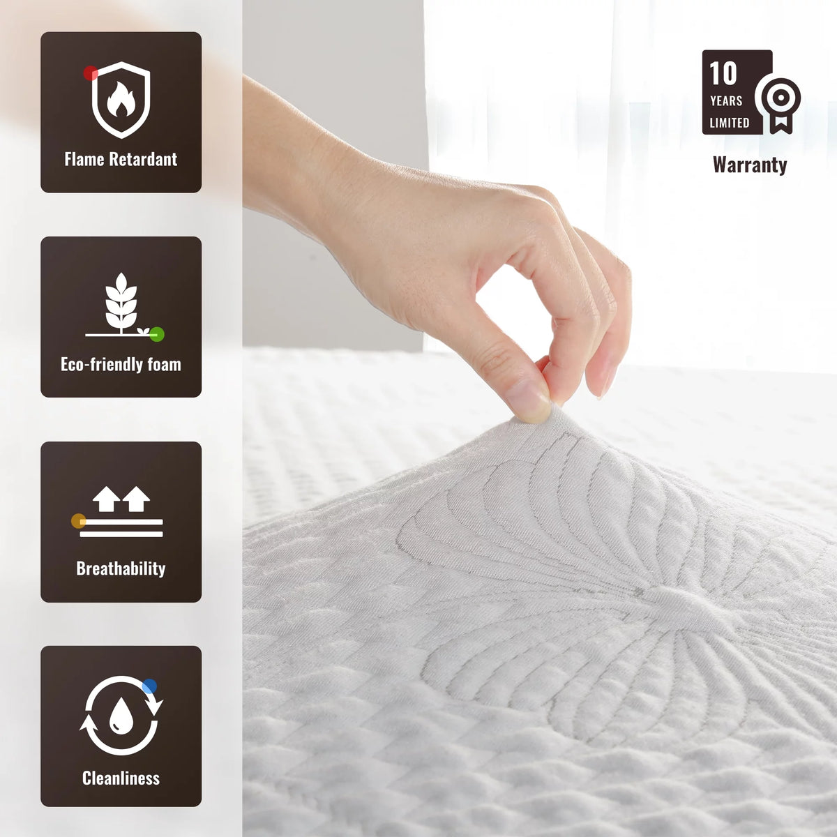 10 Inch Gel Memory Foam Mattress Medium Firm Full Size I51989