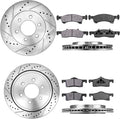 Front 329mm + Rear 342mm 6 Lug Rotors + Metallic Pads + Clips Q43516