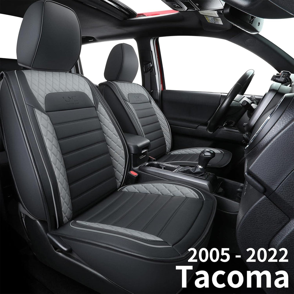 Tacoma Seat Covers Water Proof Faux Leather Full Set Brown White Q62938