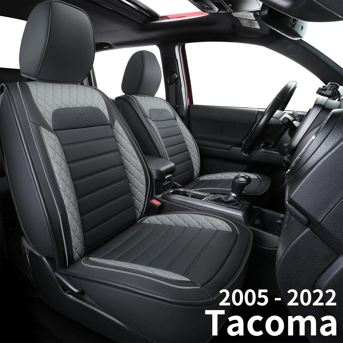 Tacoma Seat Covers Water Proof Faux Leather Full Set Brown White Q62938