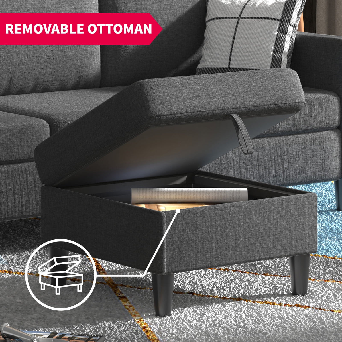 Dark Grey Sectional Sofa Set F5188