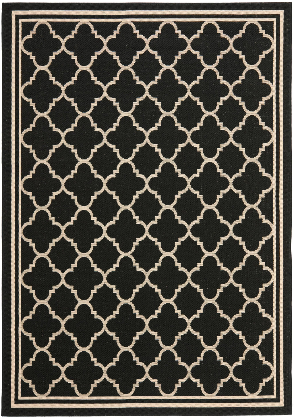 Black/Beige Geometric Indoor/Outdoor Area Rug, 5'3" x 7'7" Y86942