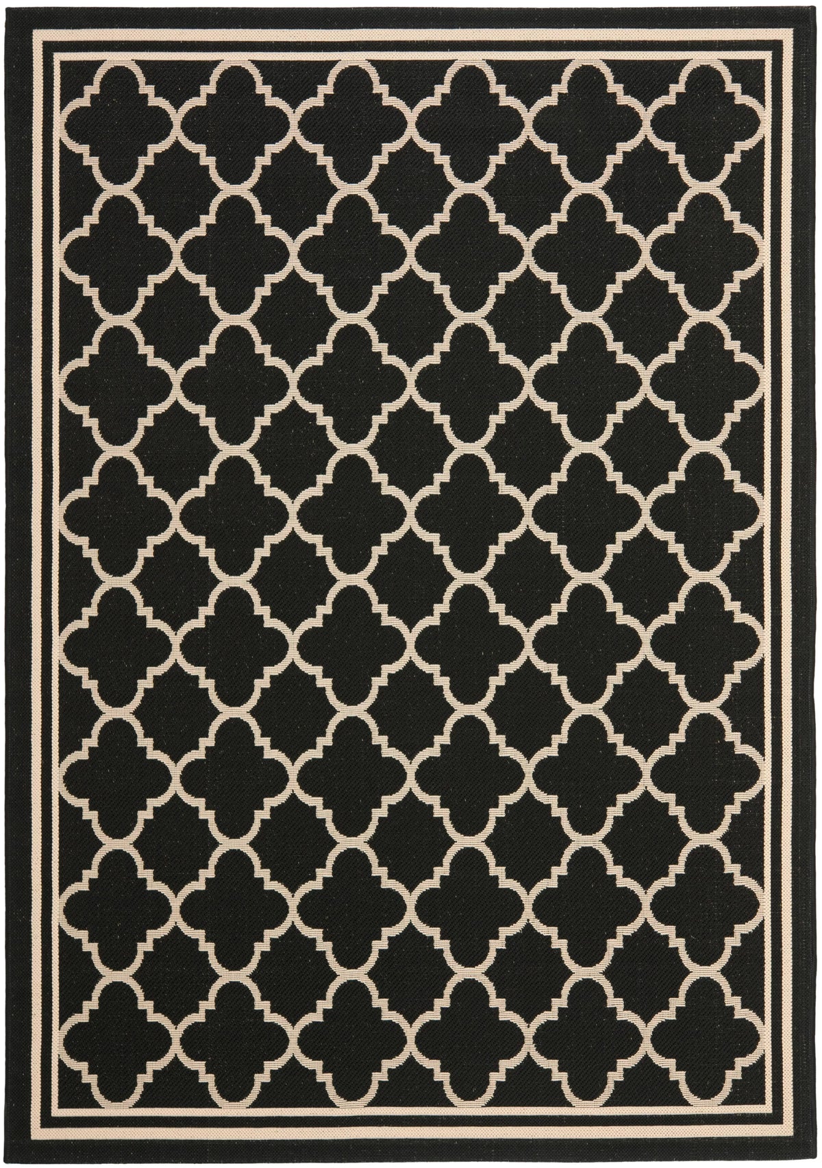 Black/Beige Geometric Indoor/Outdoor Area Rug, 5'3" x 7'7" Y86942