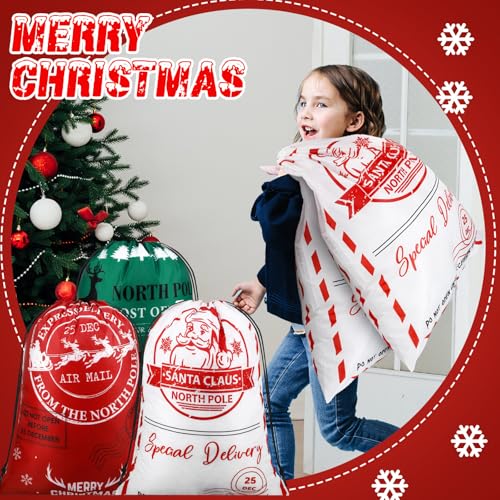 8 Pcs Christmas Drawstring Gift Bags X46387
