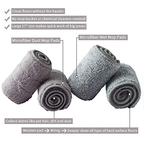 Commercial Flat Microfiber Floor Mop with 4 Washable Pads E92623