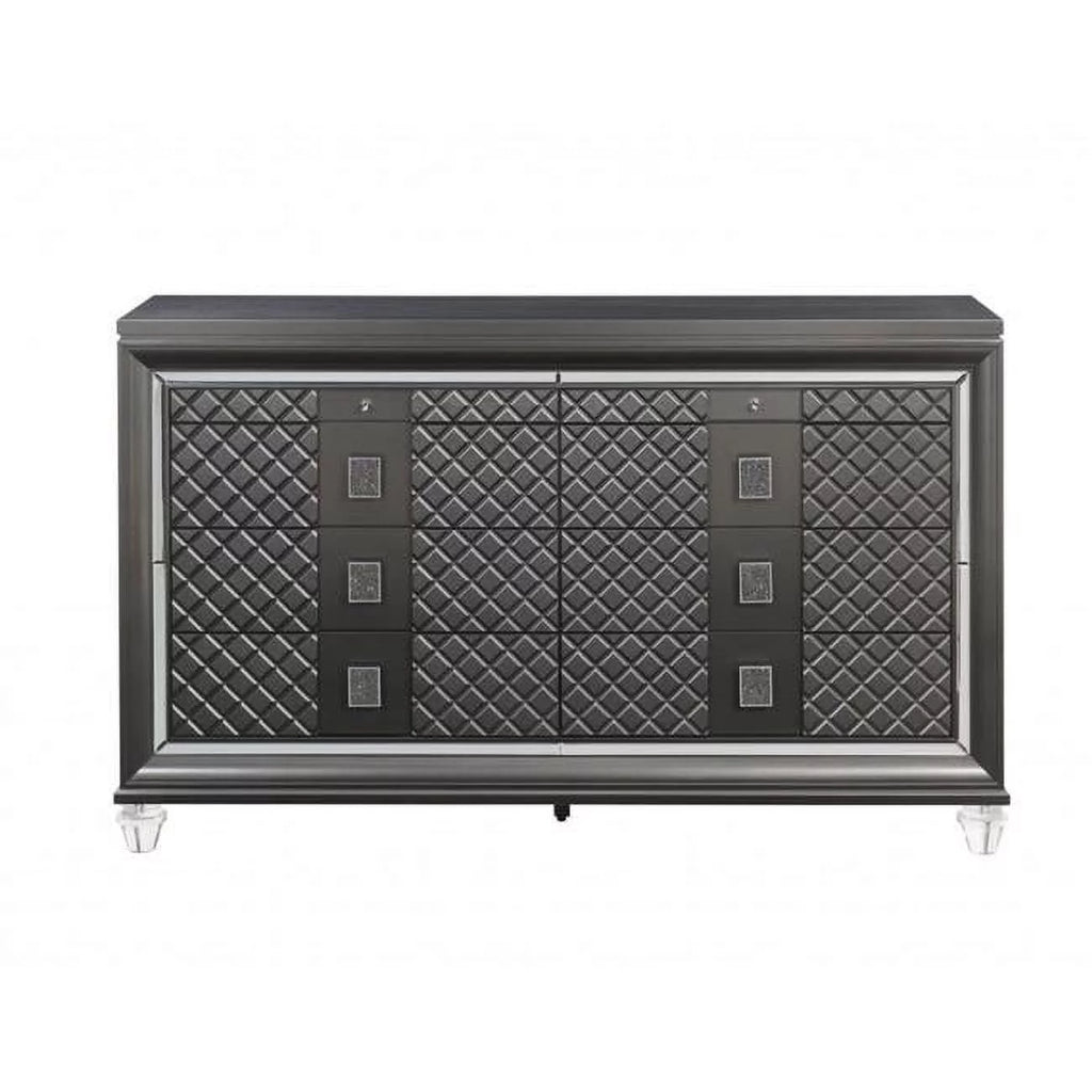 Metallic Gray 8 Drawer Wood Dresser D598035