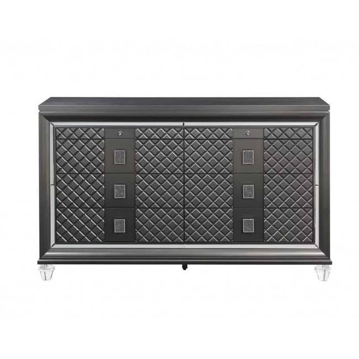 Metallic Gray 8 Drawer Wood Dresser D598035