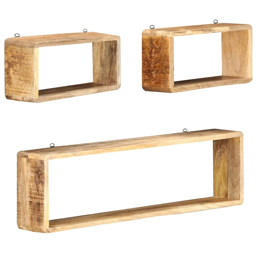 Solid Wood Mango Wall Cube Shelf Set E292