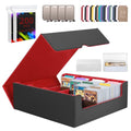 4 Rows Trading Card Storage Box 3200+ Card Organizer with 200 Sleeves & 24 Dividers Black & Blue E8913