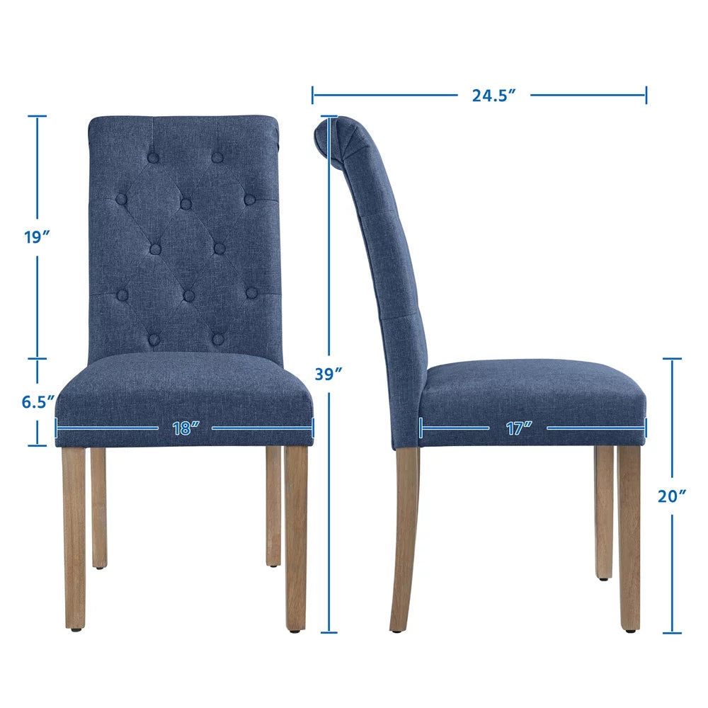 Blue Fabric Upholstered Dining Chair Set of 2 K8123