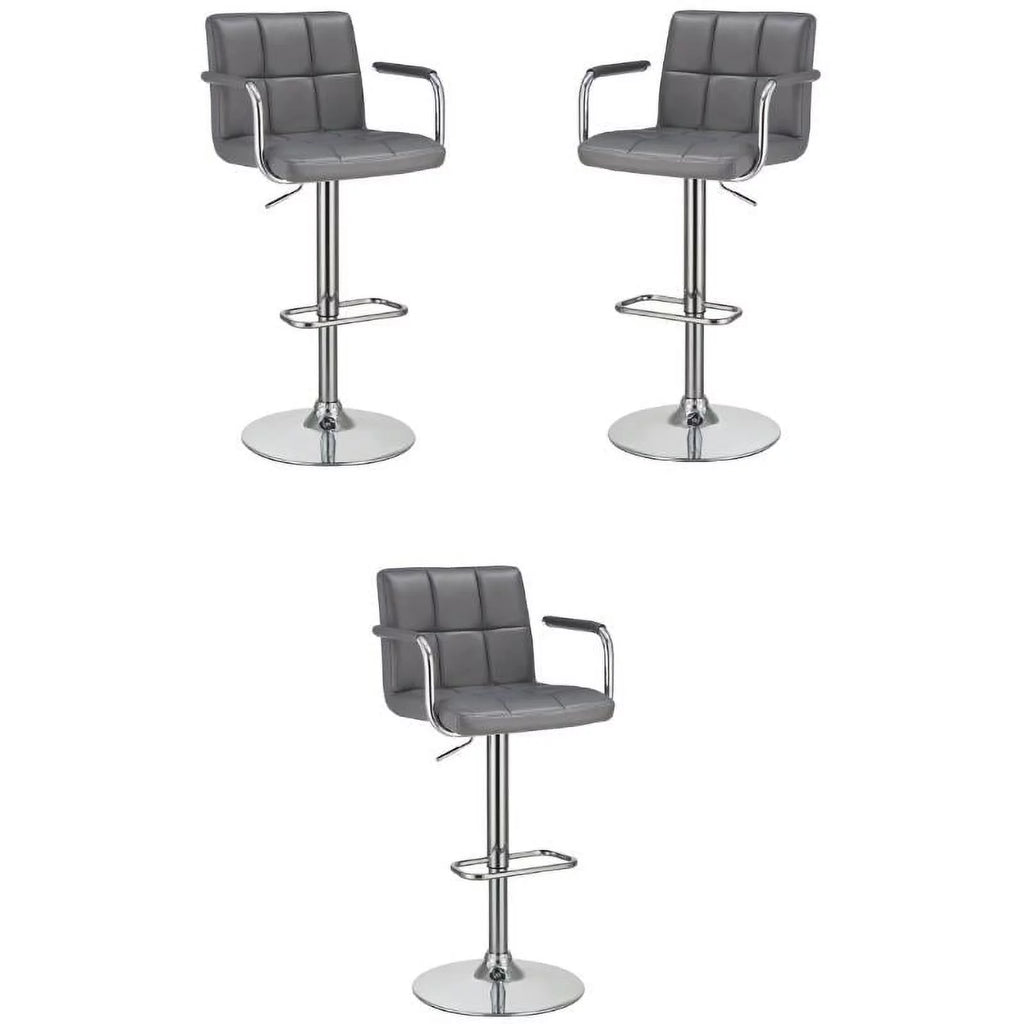 Faux Leather Adjustable Bar Stool Set of 3 X971902
