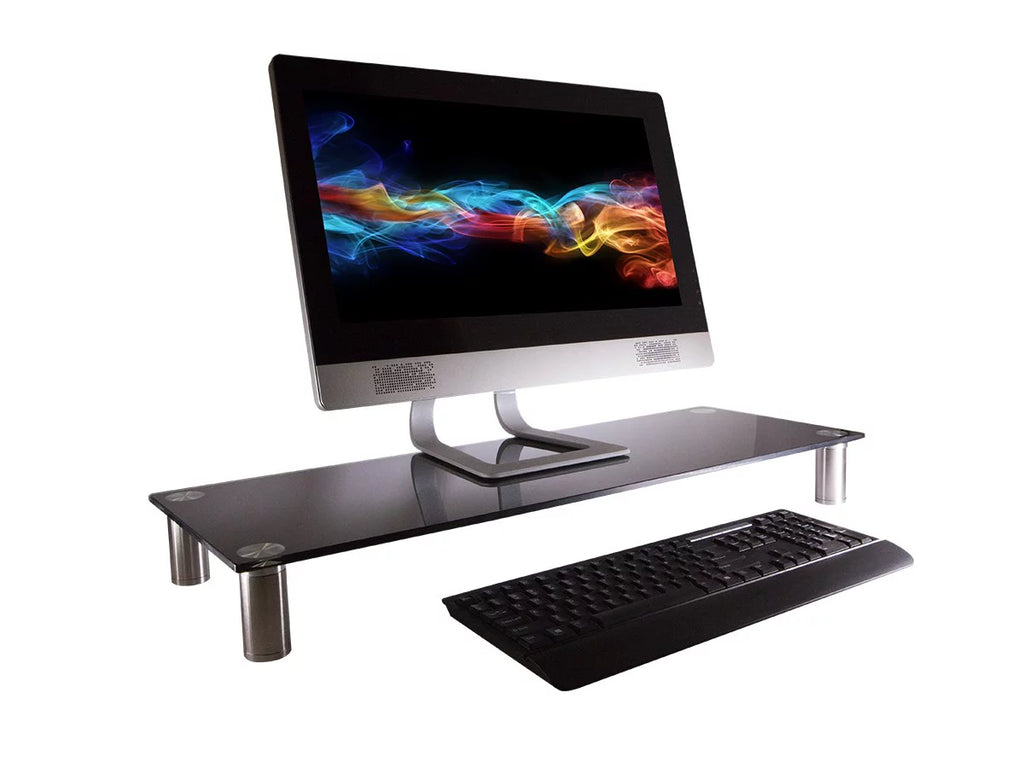 Black Glass Desktop Monitor Stand O60694