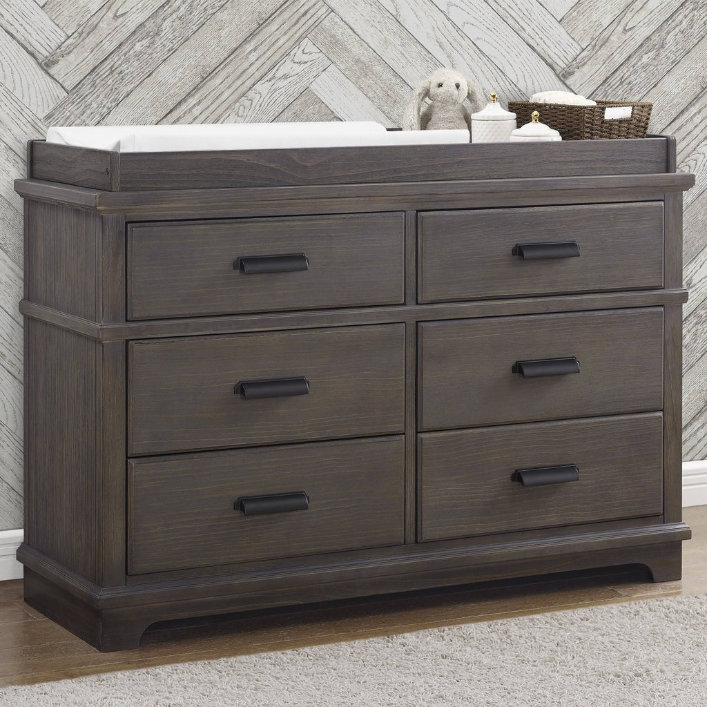 6 Drawer Dresser with Changing Top Rustic Grey D484349