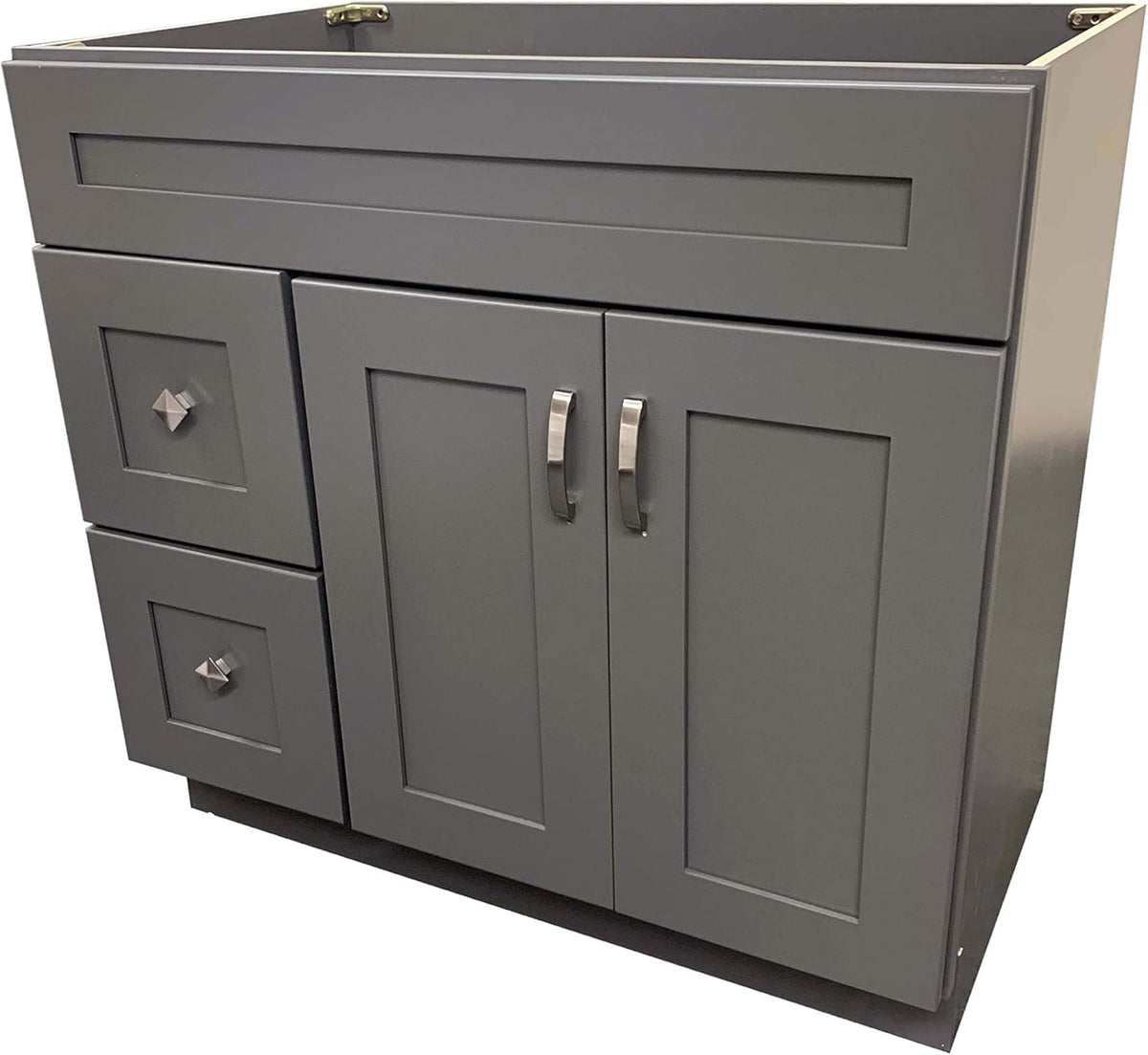 Grey Shaker Single-Sink Bathroom Vanity Base Cabinet 36 Wide x 21 Deep U298