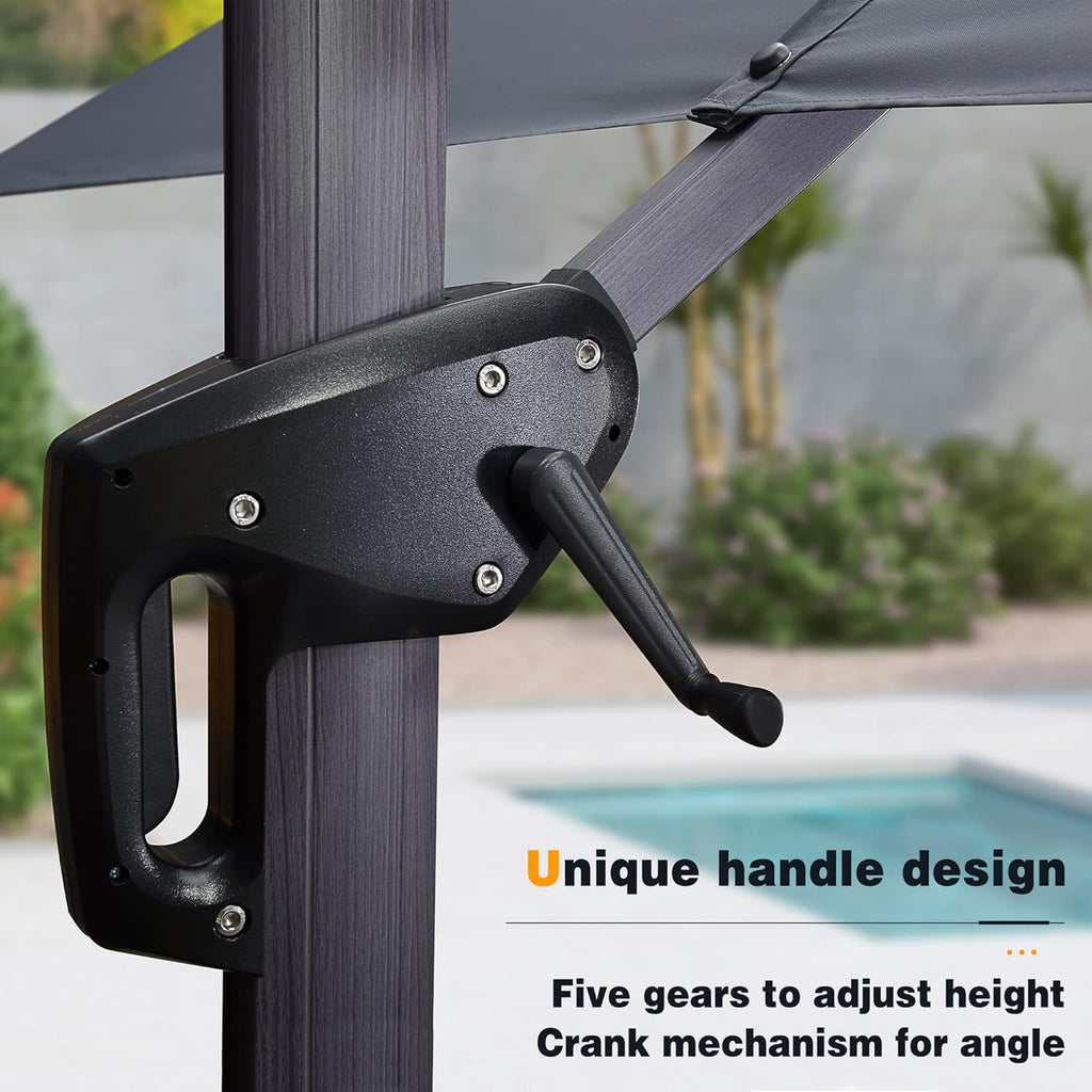 10 FT Square Wind Resistant Cantilever Patio Umbrella N29825