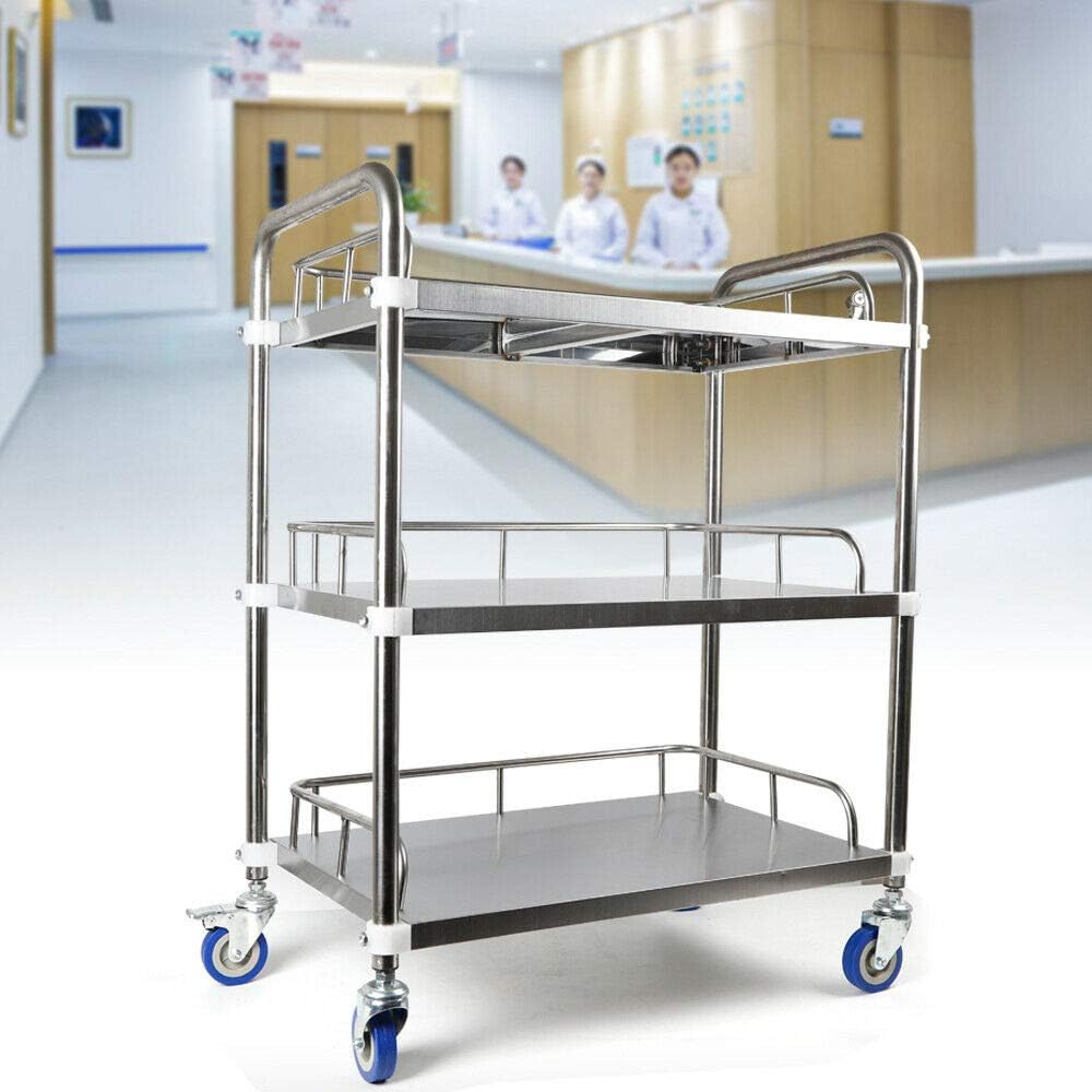3 Layers Stainless Steel Cart Trolley with Lockable Wheels J563