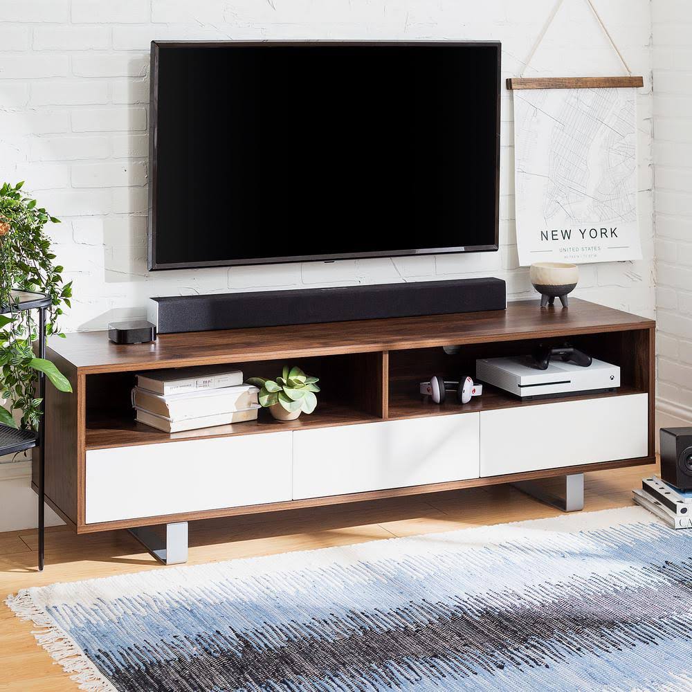 Dark Walnut 3 Drawer TV Stand with Cable Management S88597