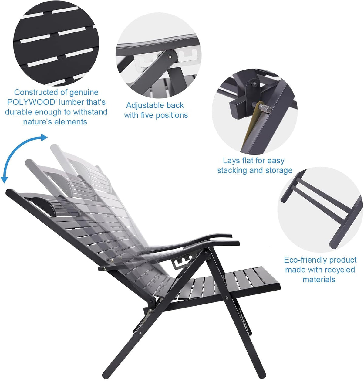 Zero Gravity Folding Patio Lounge Chair with Arms U18324