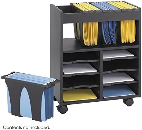 Black 8 Compartment Mobile File Cart W99183