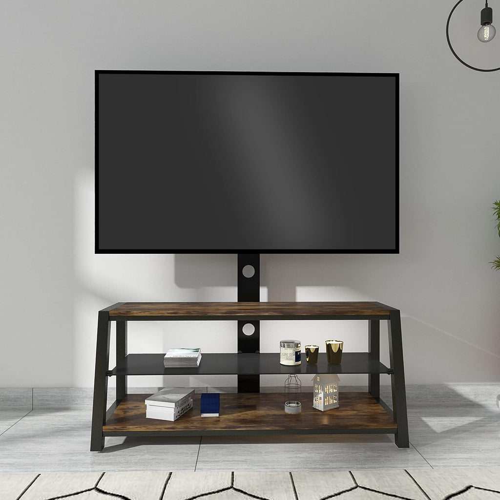Angle and Height Adjustable Swivel TV Stand with Shelves K78920