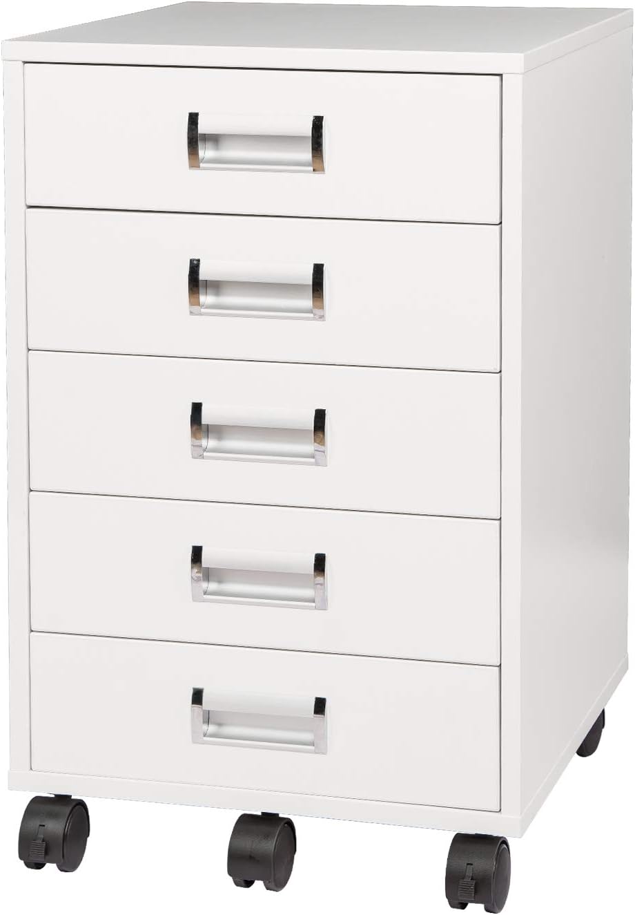 White 5 Drawer Mobile Cabinet M4439