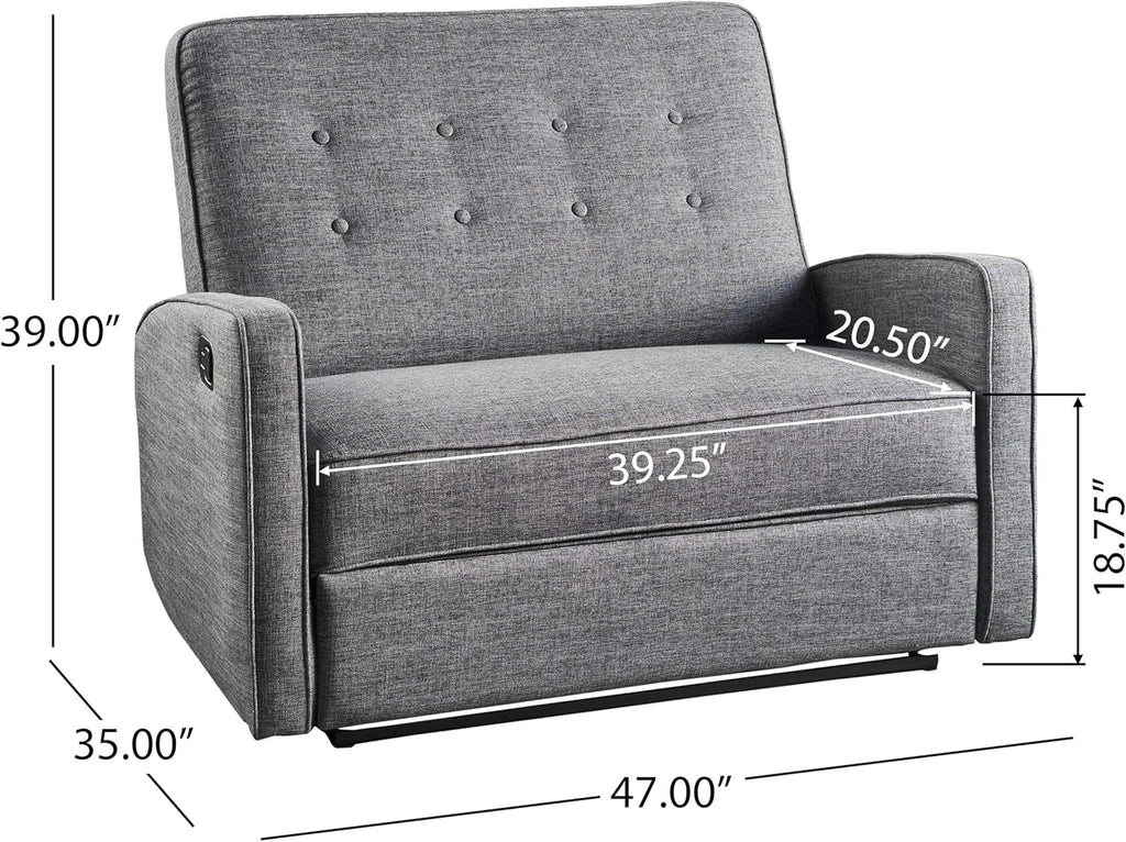 Grey Black Fabric Reclining Loveseat W4732