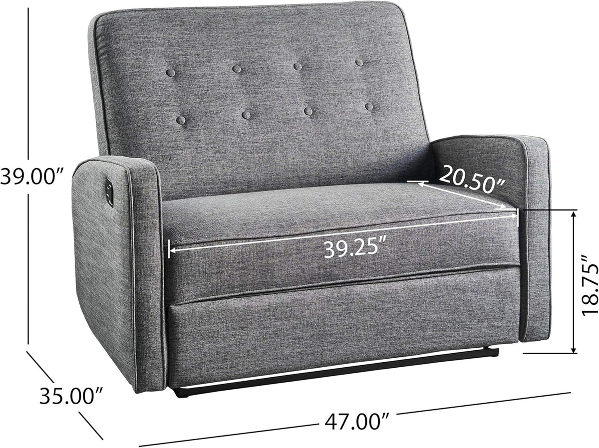 Grey Black Fabric Reclining Loveseat W4732