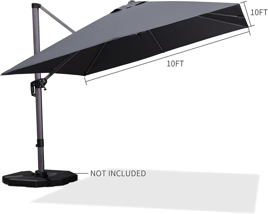 10 FT Square Wind Resistant Cantilever Patio Umbrella N29825